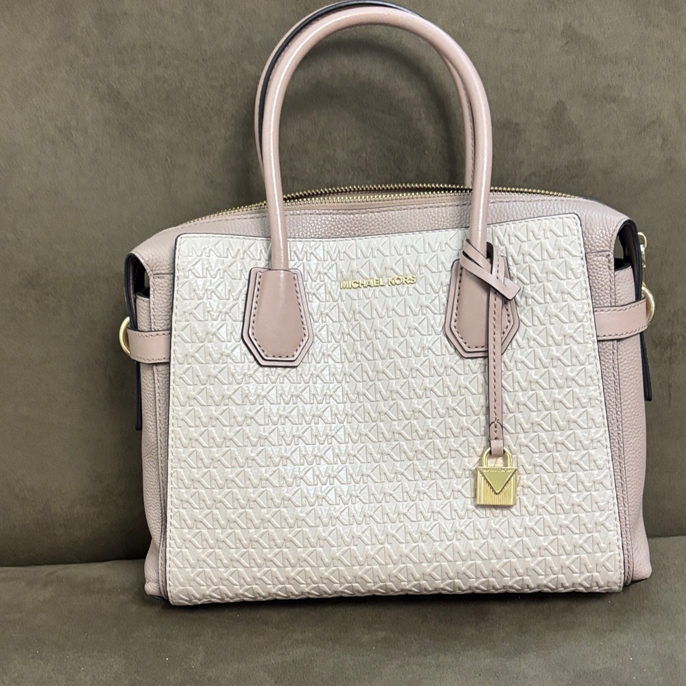 Michael Kors Cream and Tan Satchel